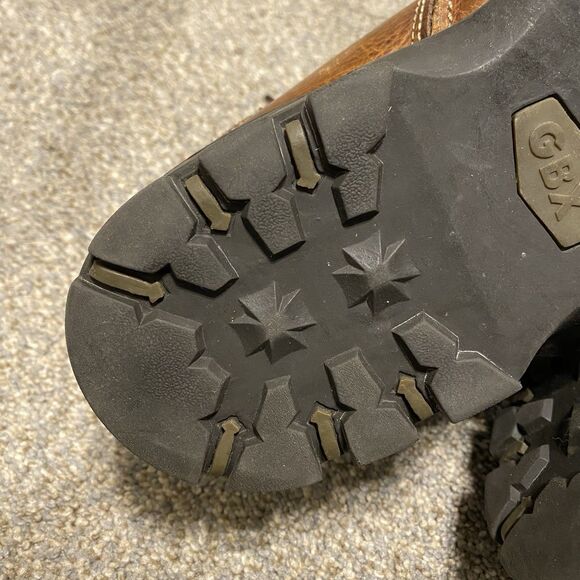 Vintage GBX Work Wear Boots Men 10.5 EU EU 44 Brown Leather Steel Toe Lug Sole - Picture 10 of 14